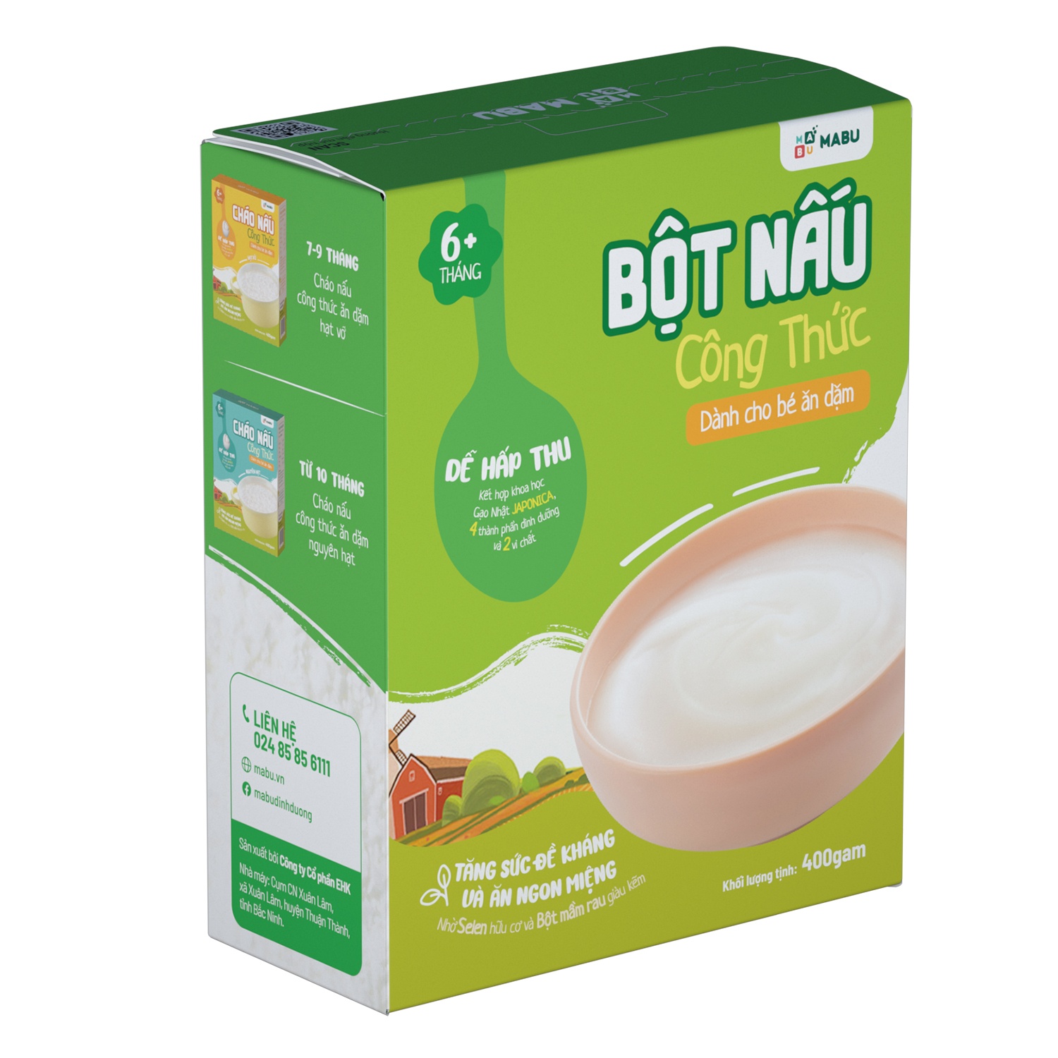 Bột ăn dặm cho bé Mabu 400g phù hợp với hệ tiêu hóa non nớt của trẻ
