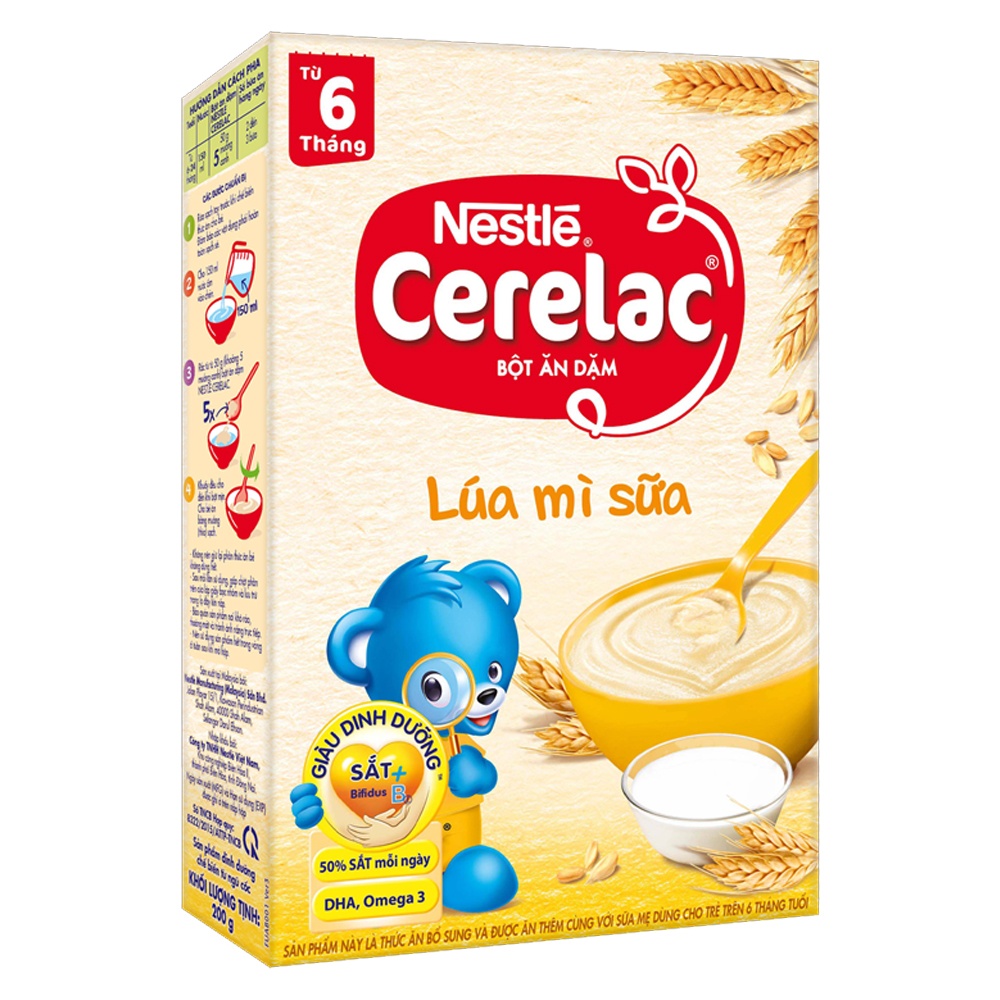Bột ăn dặm Nestle lúa mì sữa cho bé 6M+ 200g hình 1