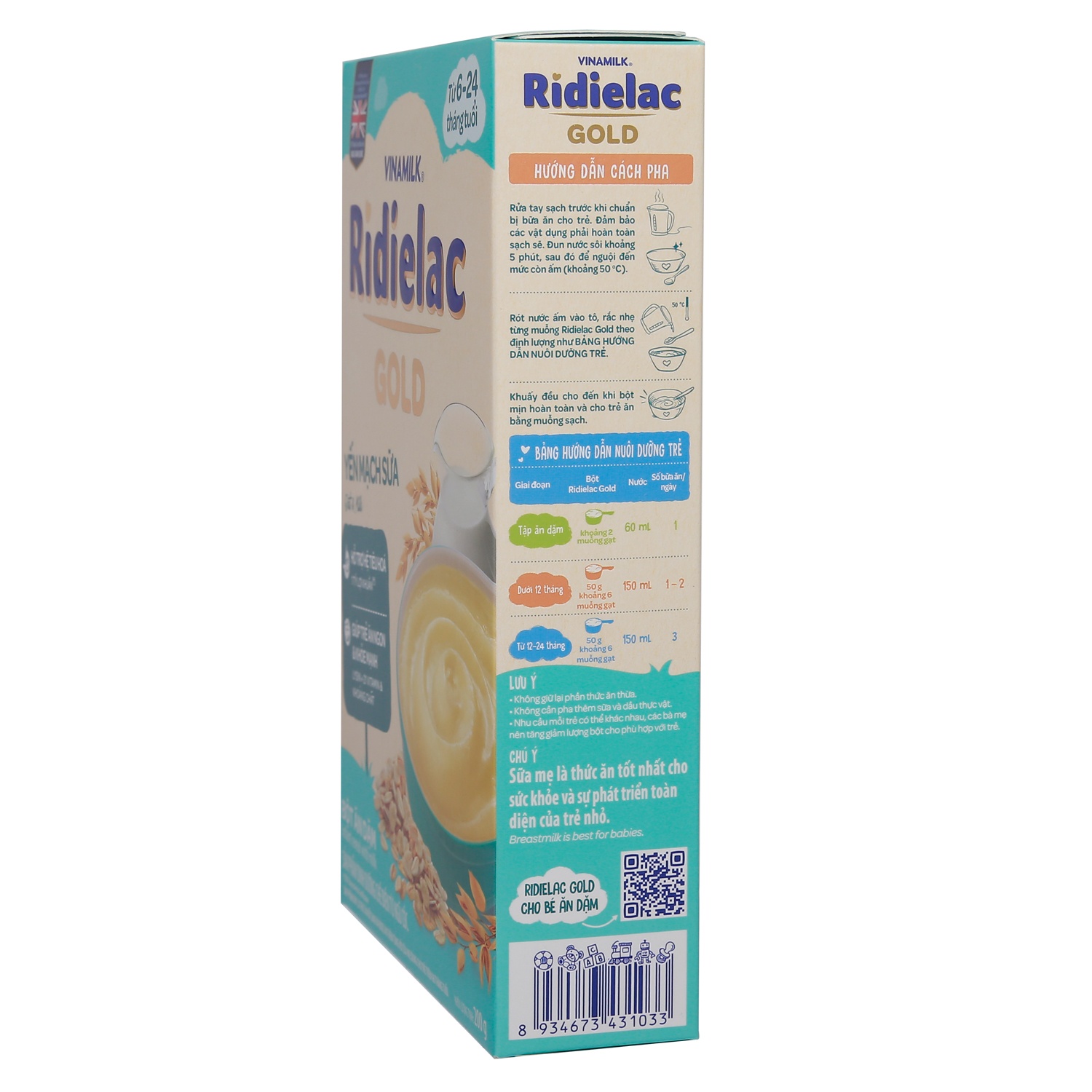Bột ăn dặm Ridielac yến mạch sữa 200g cho bé 6M-24M hình 4