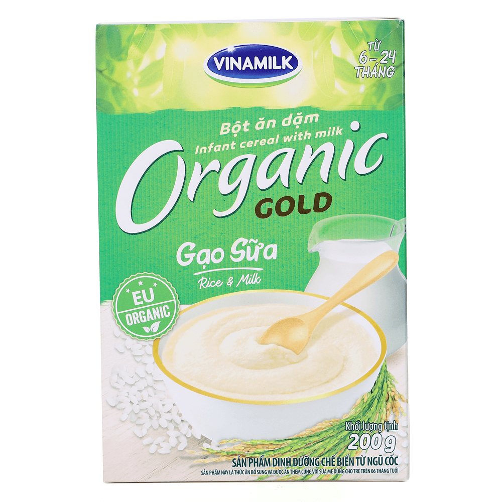 Bột ăn dặm Vinamilk Organic Gold gạo sữa 200g (cho bé 6 - 24 tháng) hình 1