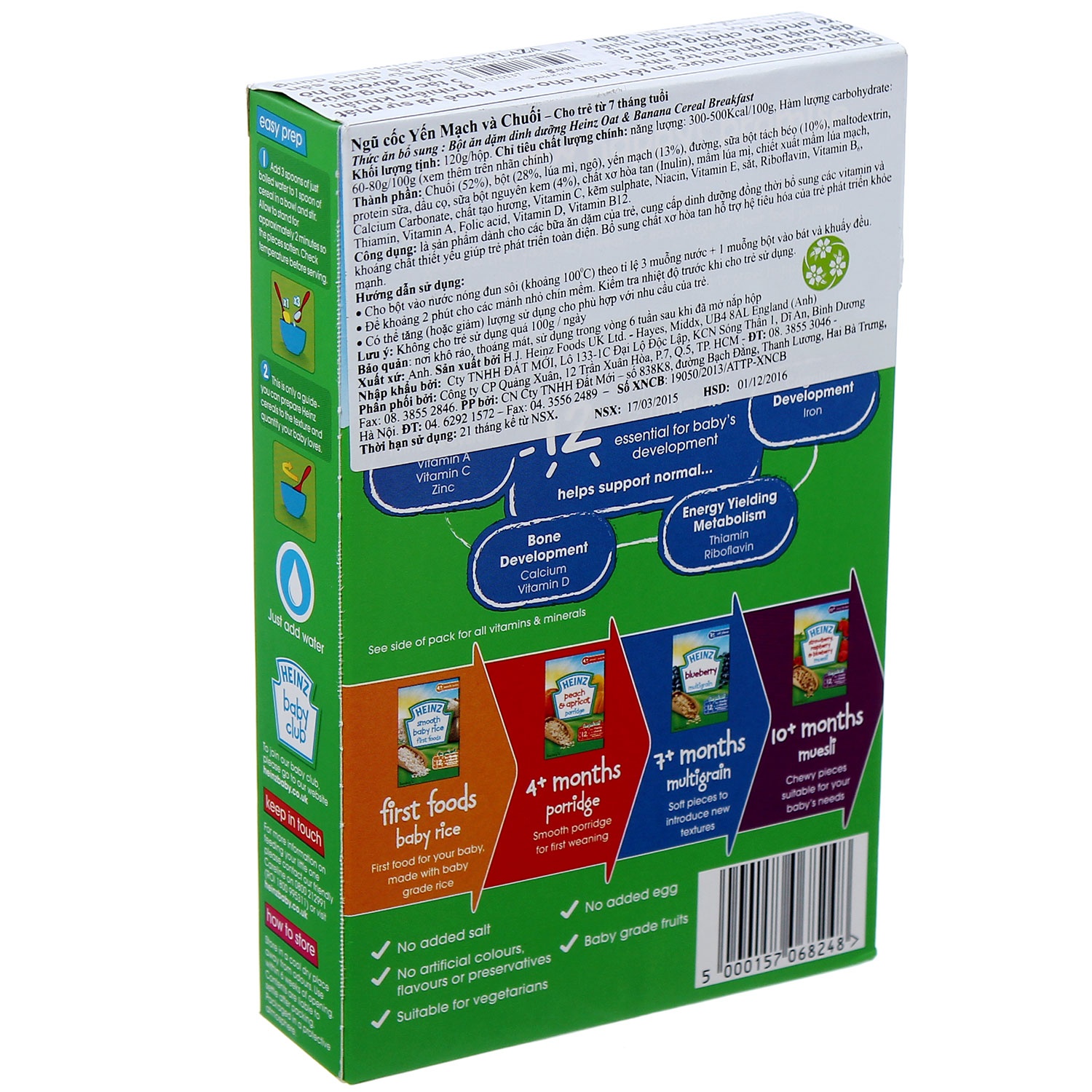 Bột ăn dặm Heinz Anh 7+ vị ngũ cốc yến mạch và chuối  hình 2