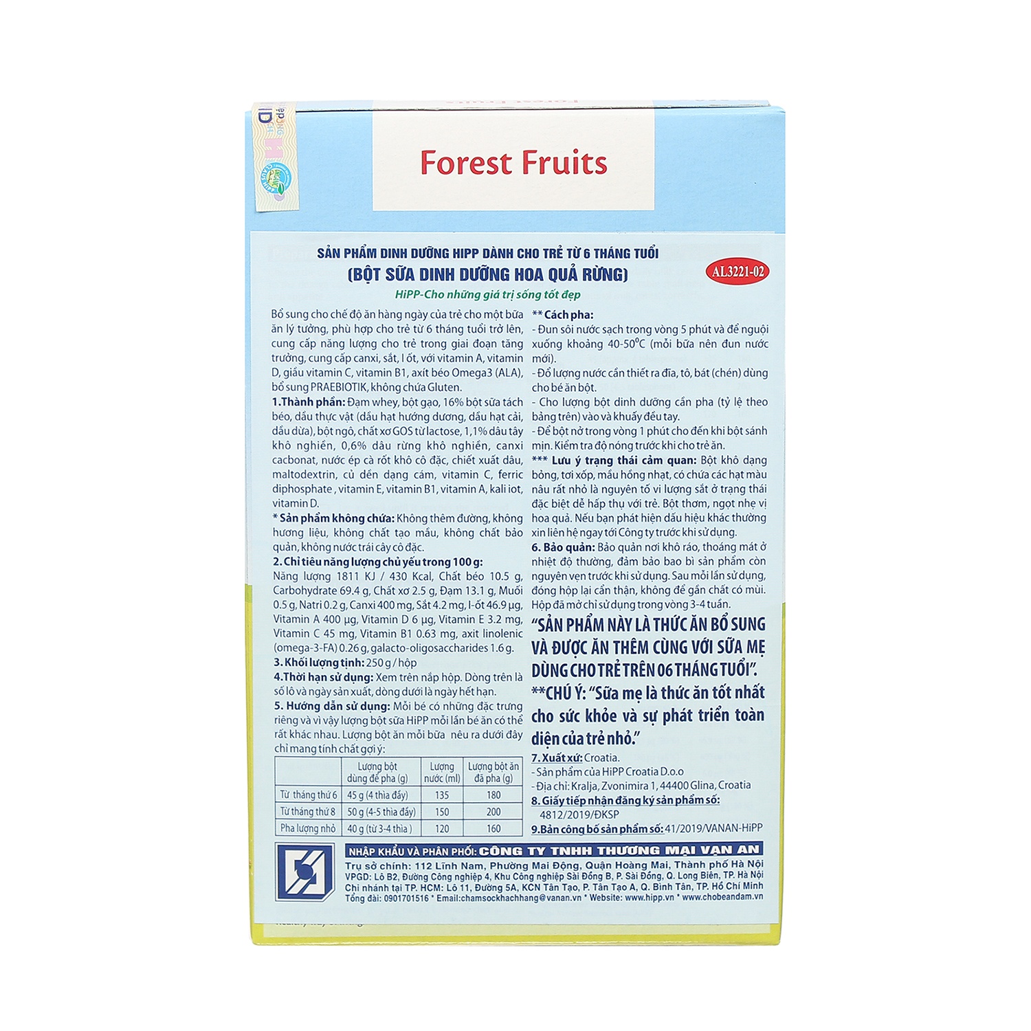 Bột ăn dặm HIPP vị hoa quả rừng cho bé 6M+ 250g hình 2