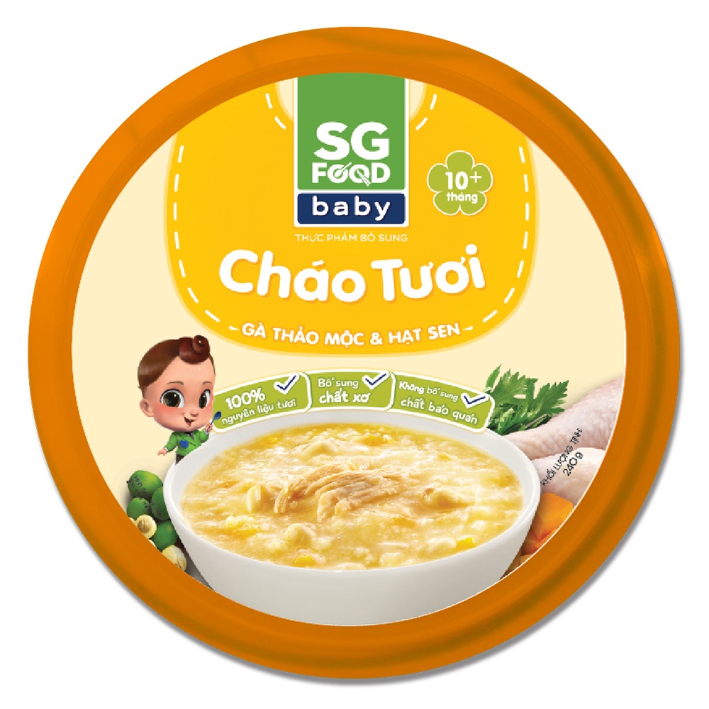 Cháo Sài Gòn Food Baby vị gà thảo mộc và hạt sen 240g (Hộp) hình 1
