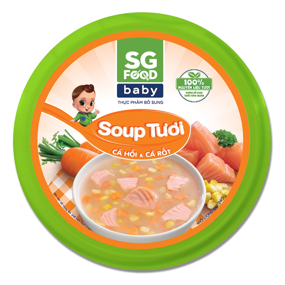 Soup Sài Gòn Food Baby vị cá hồi và cà rốt 240g (Hộp) Soup Sài Gòn Food Baby vị cá hồi và cà rốt 240g (Hộp) hình 1