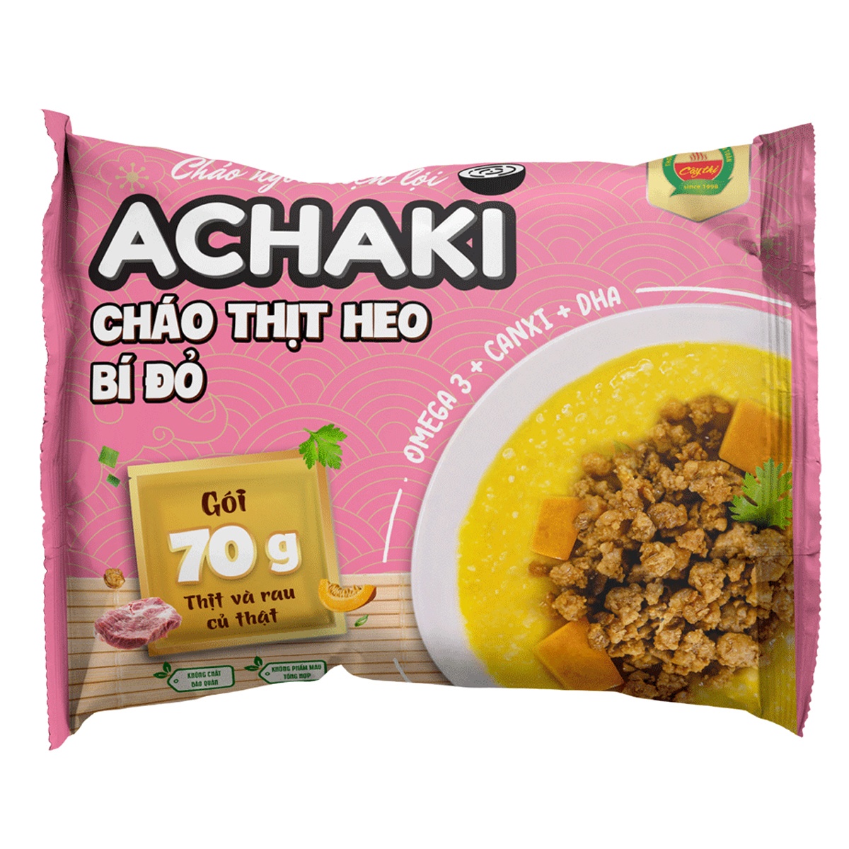 Cháo ăn liền Achaki thịt heo bí đỏ cho bé 1Y+ (105g) hình 1