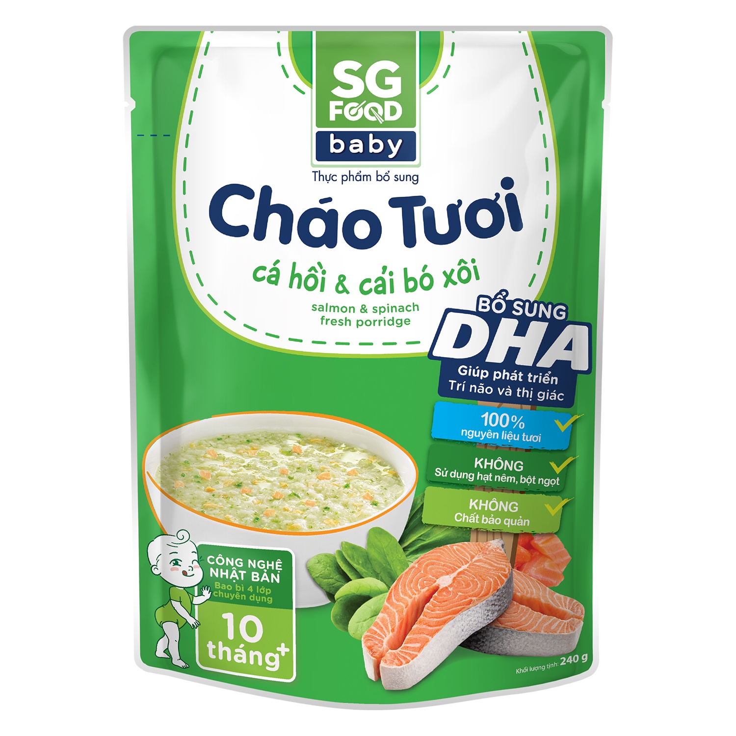 Cháo tươi Sài Gòn Food Baby vị cá hồi - cải bó xôi cho bé 10M+ hình 1
