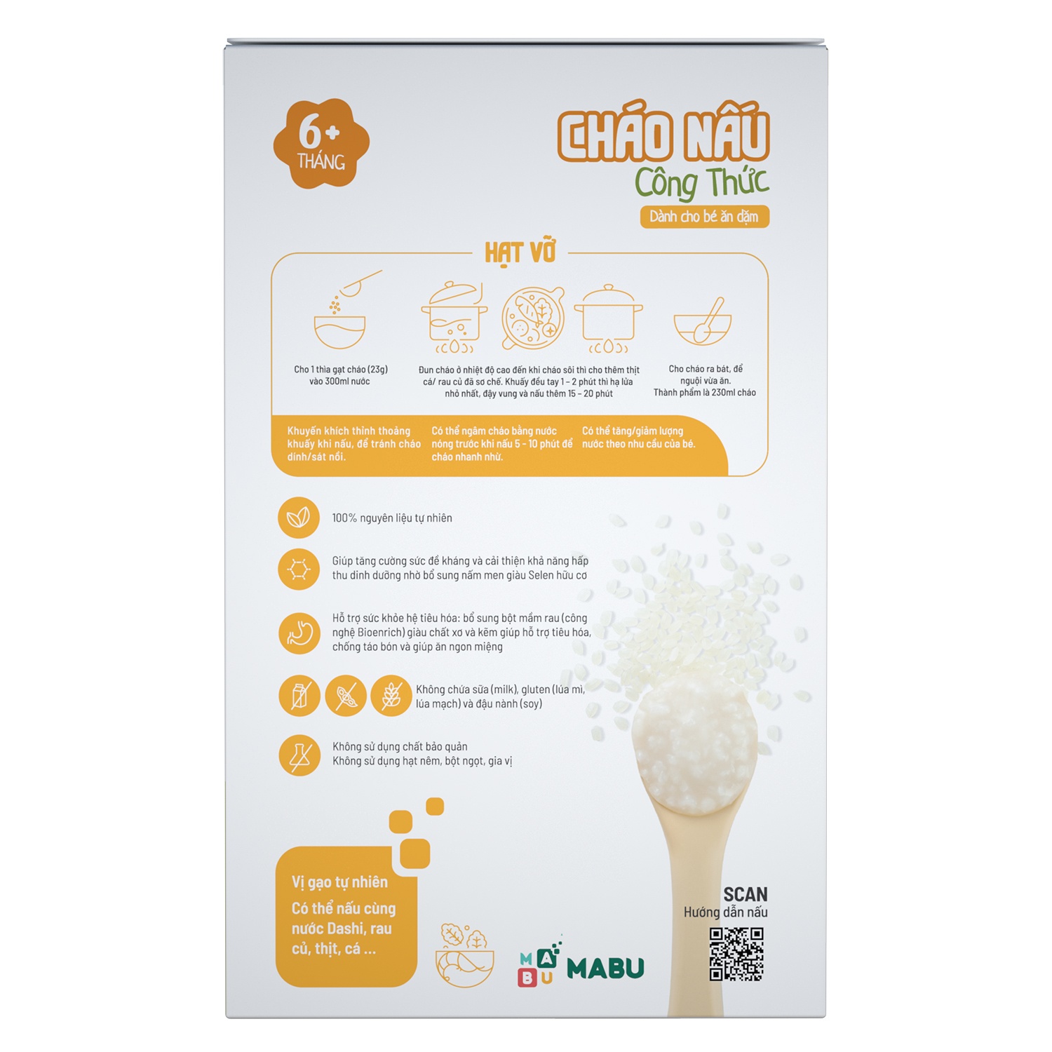 Cháo hạt vỡ ăn dặm Mabu 900g hình 3