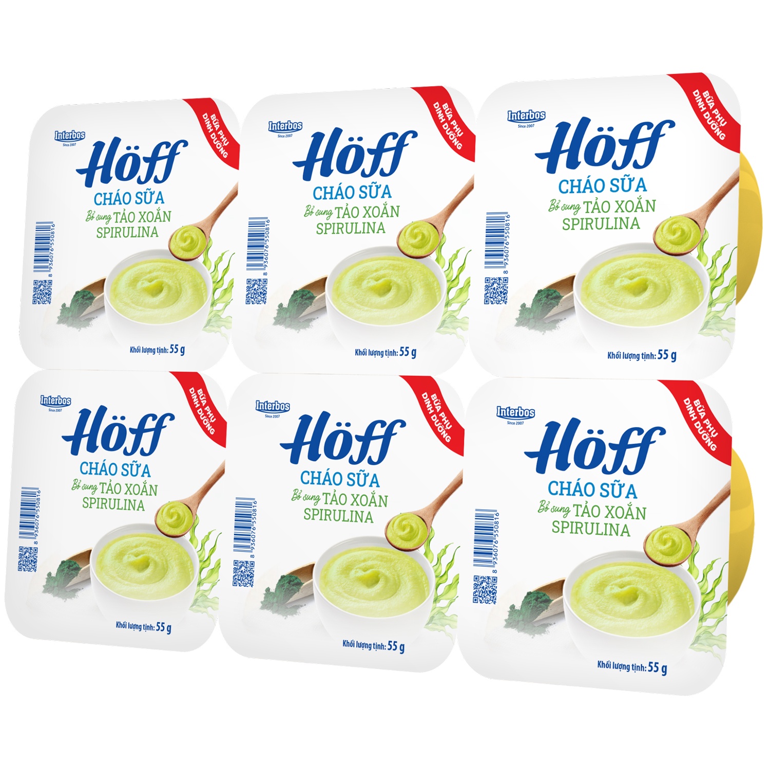 Cháo sữa bổ sung tảo xoắn Spirulina Hoff 6x55g hình 2