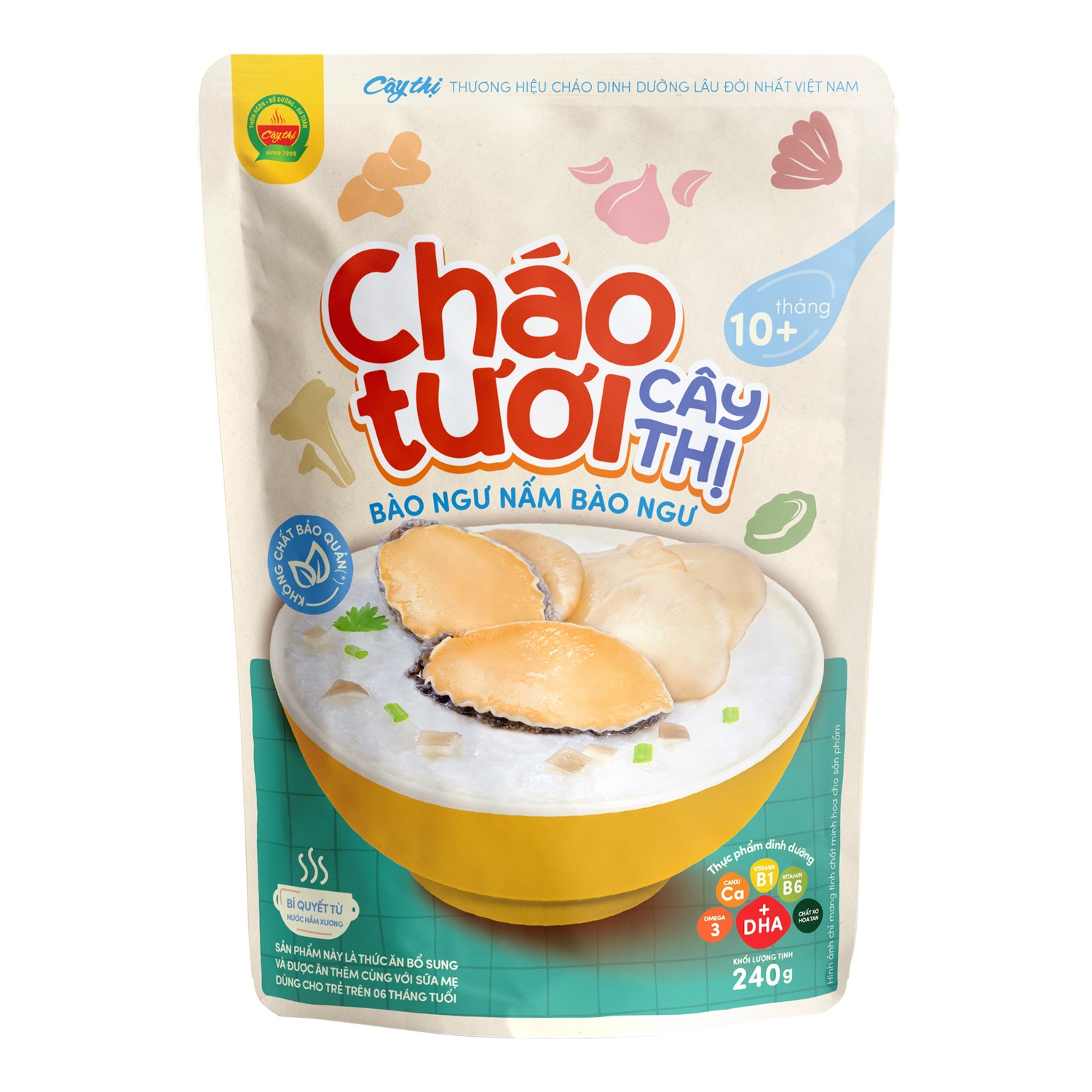 Cháo tươi bào ngư nấm bào ngư Cây Thị cho bé 10M+ (240g)