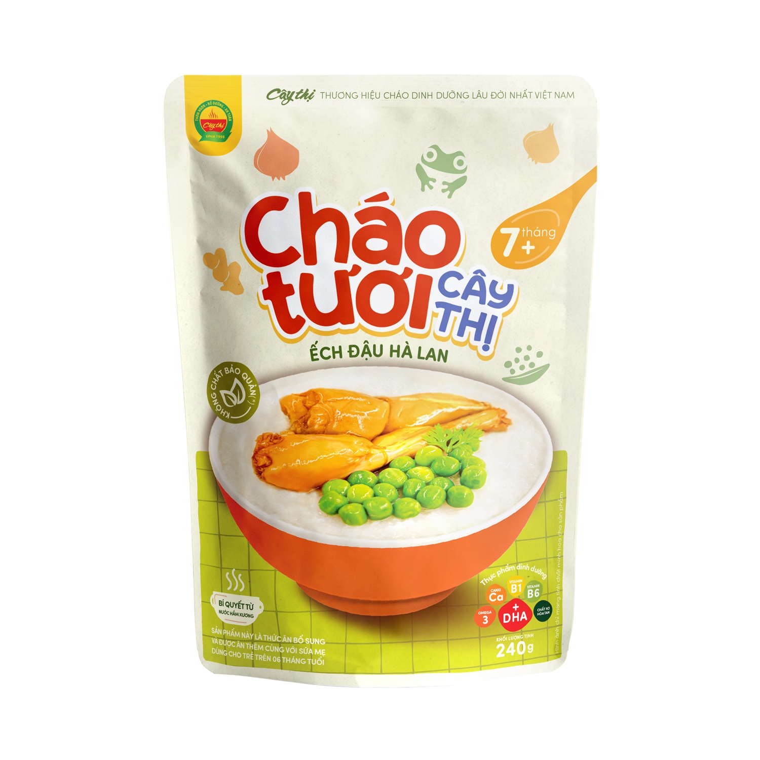 Cháo tươi ếch đậu Hà Lan Cây Thị cho bé 7M+ (240g)