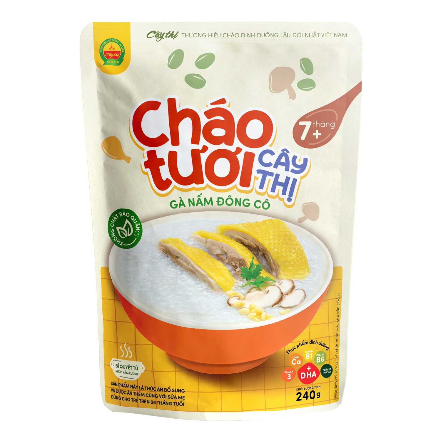 Cháo tươi gà nấm đông cô Cây Thị cho bé 7M+ (240g)