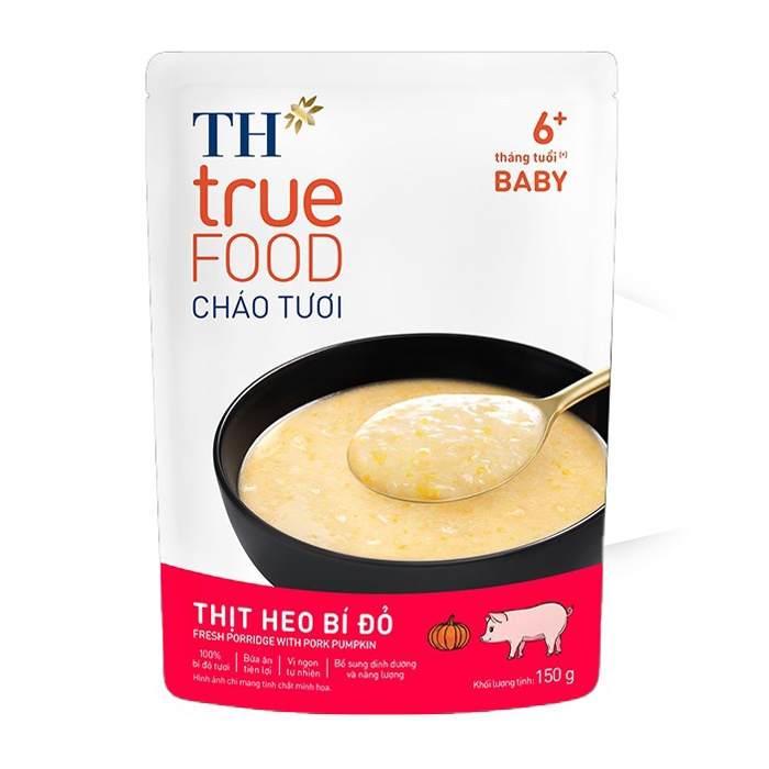 Cháo tươi heo bí đỏ TH True Food 150g ( 6M+)