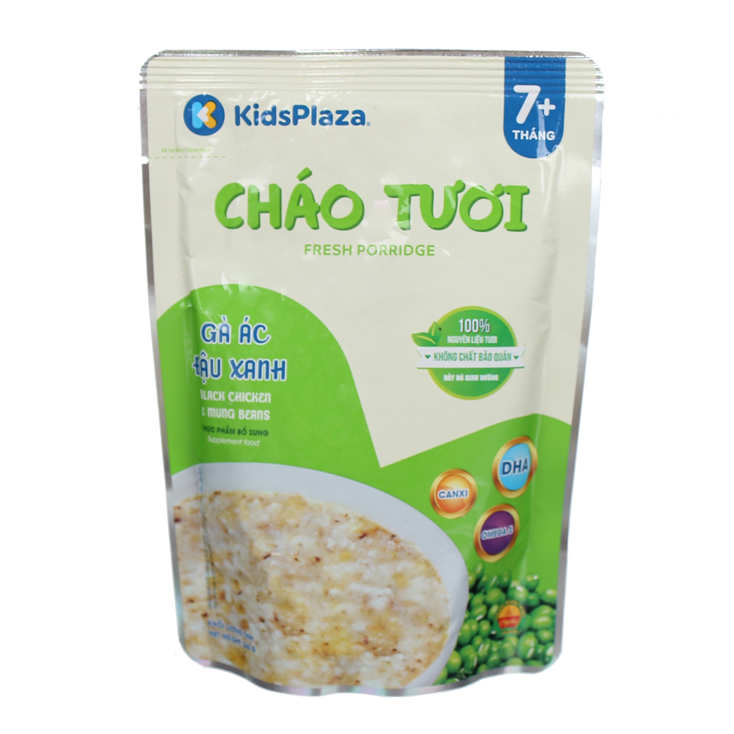 Cháo tươi Kidsplaza vị gà ác đậu xanh 260g cho bé 7M+ hình 1