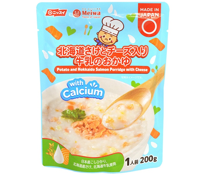 Cháo tươi Meiwa vị khoai tây, cá hồi Hokkaido, phô mai cho bé từ 12 tháng hình 1