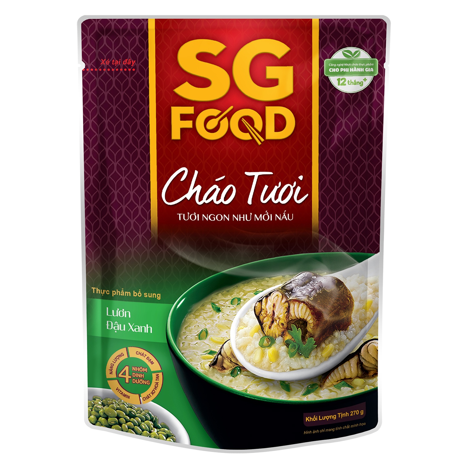 Cháo tươi Sài Gòn Food vị lươn đậu xanh 270g cho bé 12M+ hình 2