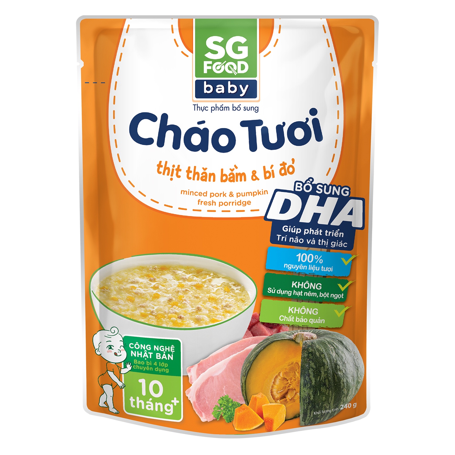 Cháo tươi Sài Gòn Food Baby vị thịt bằm bí đỏ cho bé 10M+ hình 1