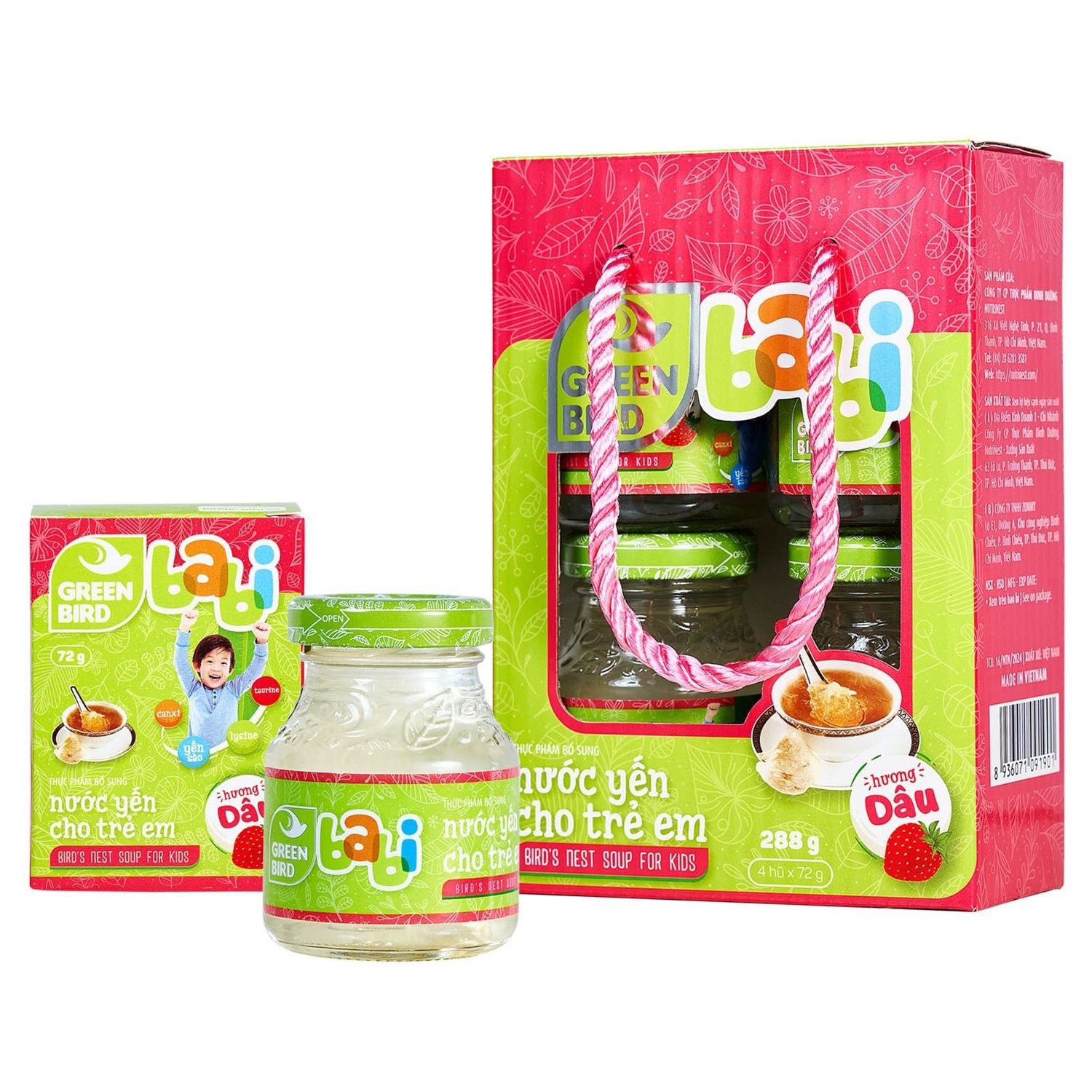 Nước yến sào hương dâu GreenBird-Babi 4*72g