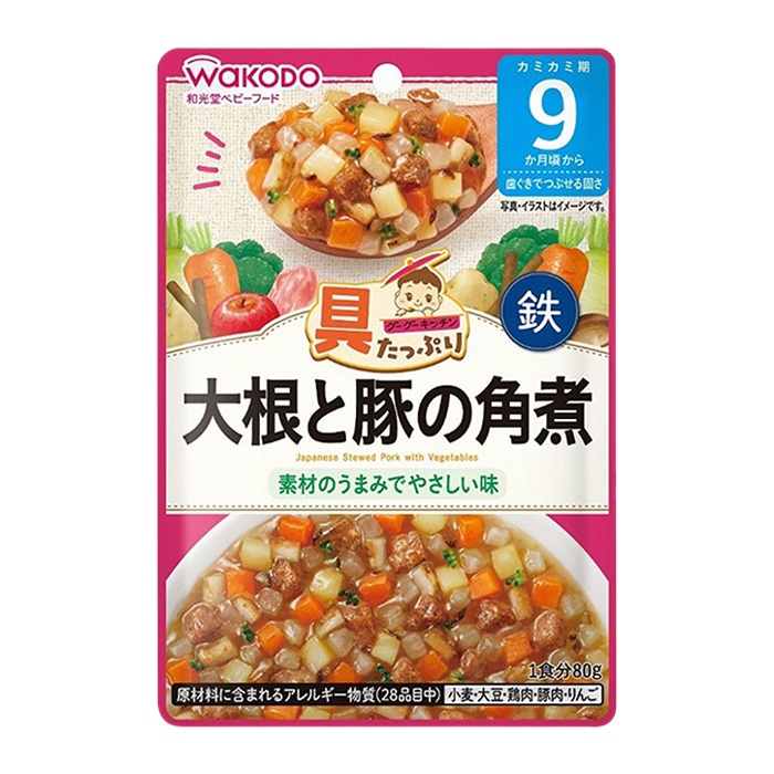 Thịt heo và rau củ hầm kiểu Nhật Wakodo 80g
