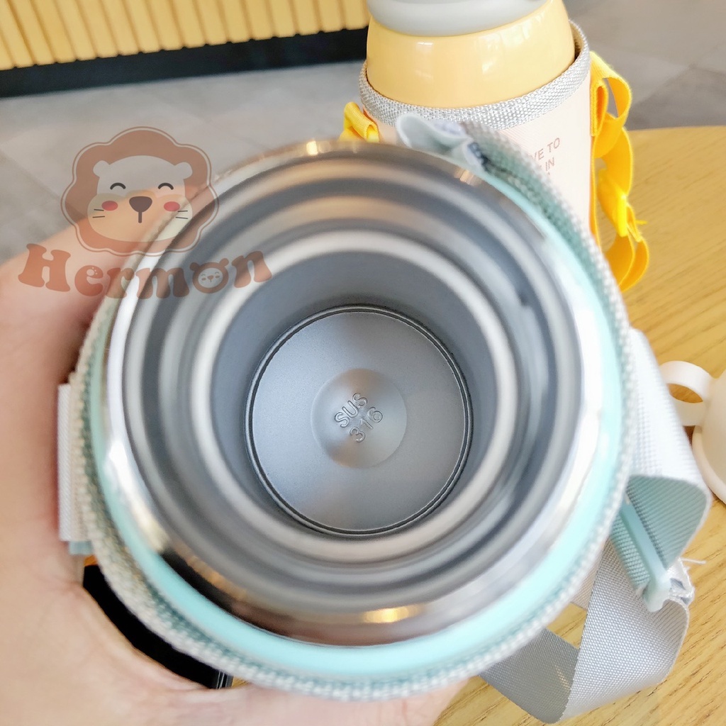 Bình nước giữ nhiệt Hermon Inox 2 nắp 600ml kèm cốc (Màu ngẫu nhiên) hình 2