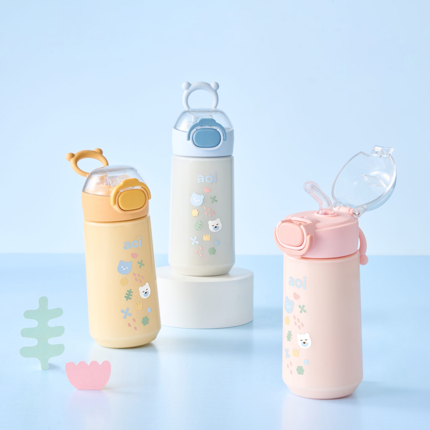 Bình nước trẻ em tritan Aoi Buddy gấu 480ml