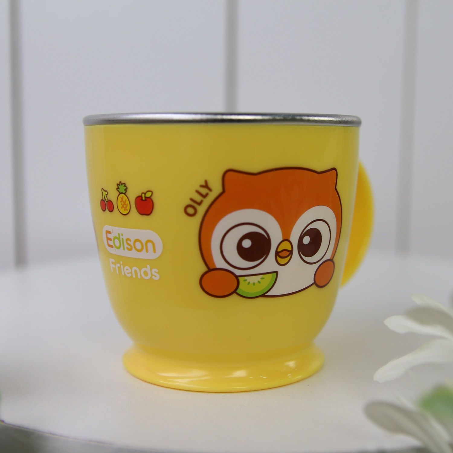 Cốc inox chống trượt Edison cú mèo quai 1 bên  hình 3