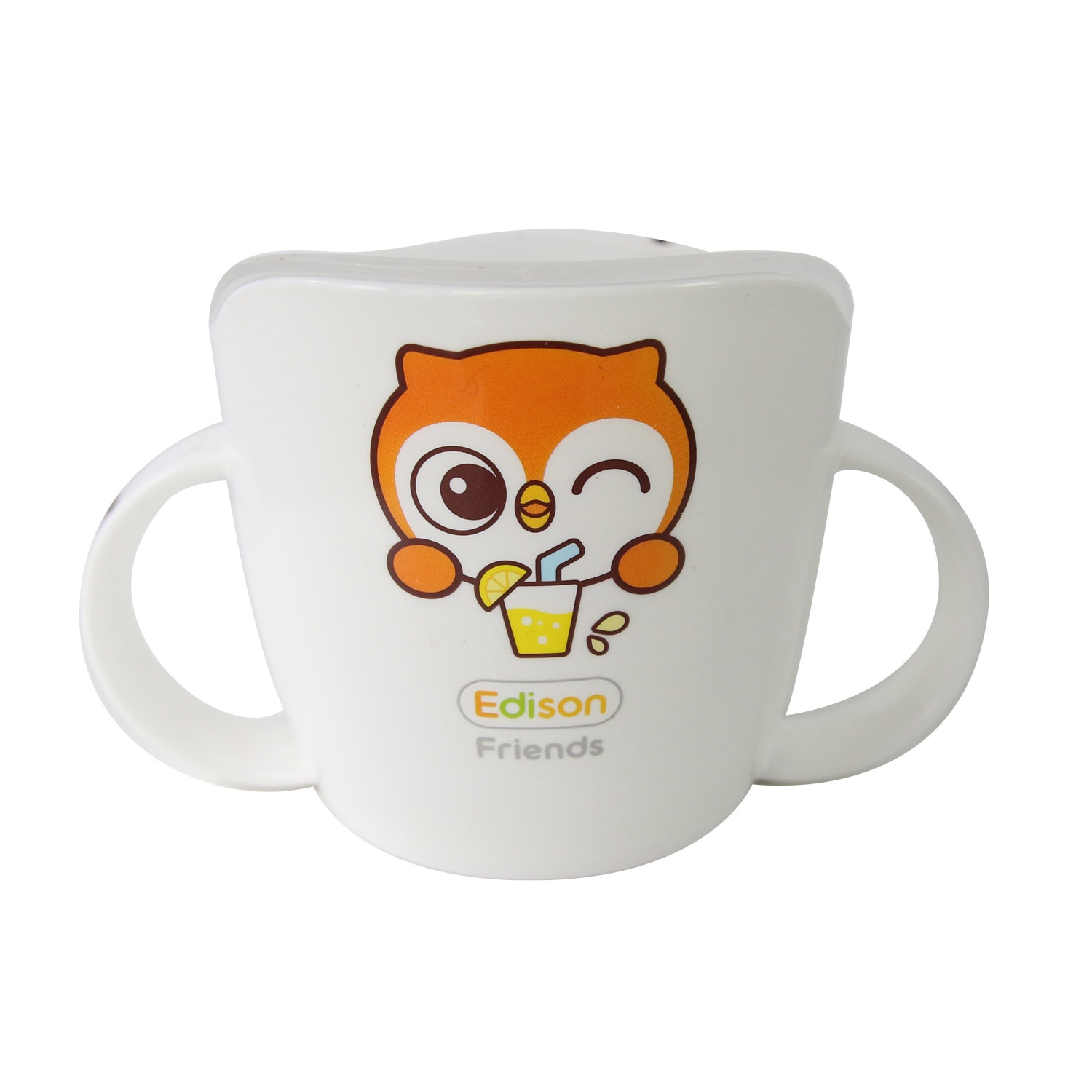 Cốc tập uống Edison màu trắng có nắp đậy hình 1