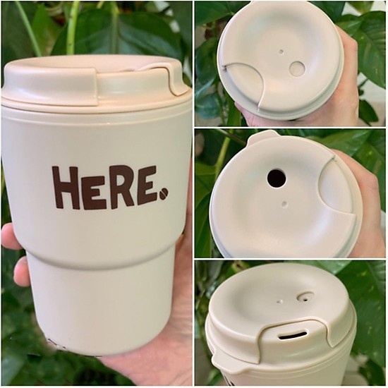 Cốc uống nước có nắp xoay KBN (Trắng) hình 2