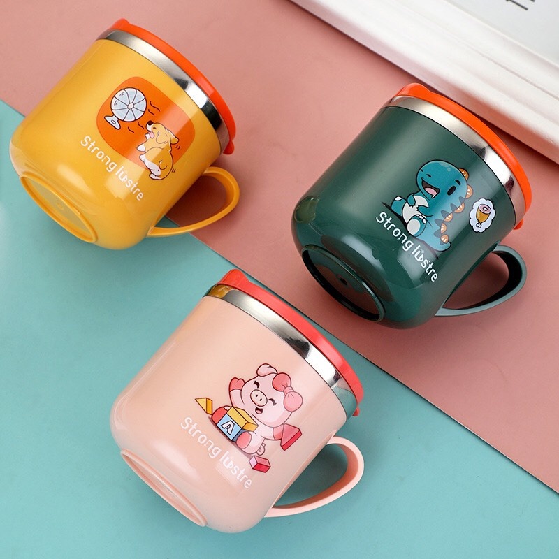 Cốc uống nước giữ nhiệt cho bé Inox kèm nắp đậy 250ml (Màu ngẫu nhiên) hình 3