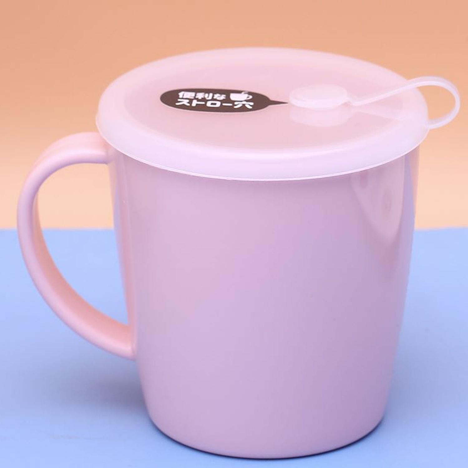  Cốc uống nước Konbini có lỗ cắm ống hút 300ml (Hồng) hình 1