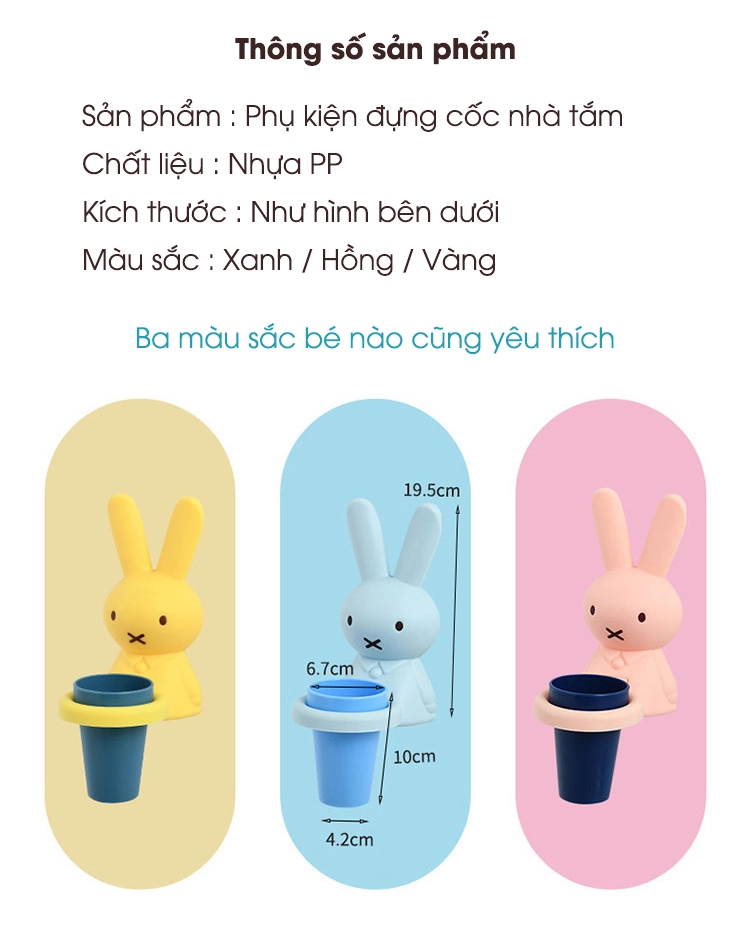 Giá để cốc đánh răng hình chú thỏ AC (Màu ngẫu nhiên) hình 6