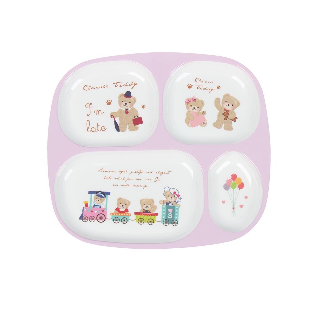 Khay ăn dặm 4 ngăn KidsPlaza U01 Teddy Pink 180g hình 1