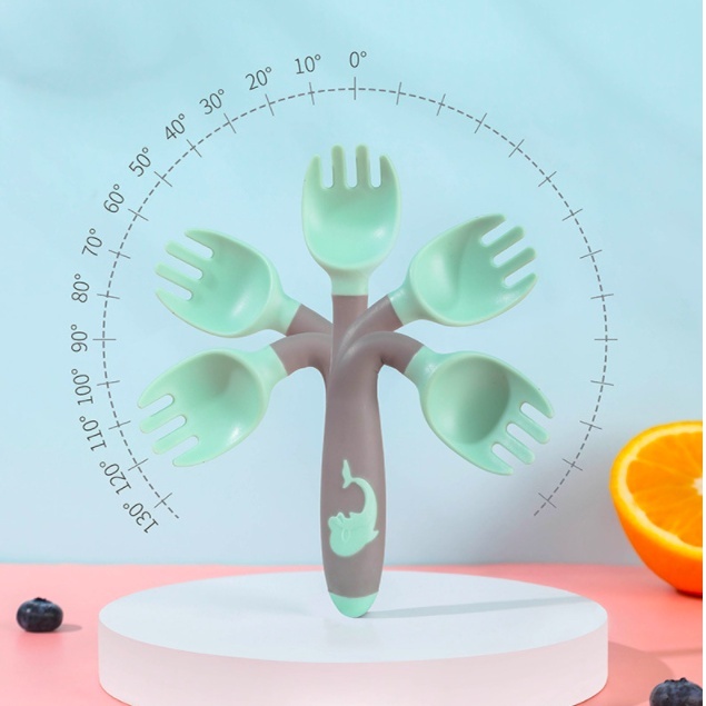 Bộ thìa dĩa cho bé tập ăn AC (Màu ngẫu nhiên) hình 2