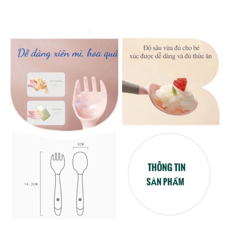Bộ thìa dĩa cho bé tập ăn AC (Màu ngẫu nhiên) hình 3