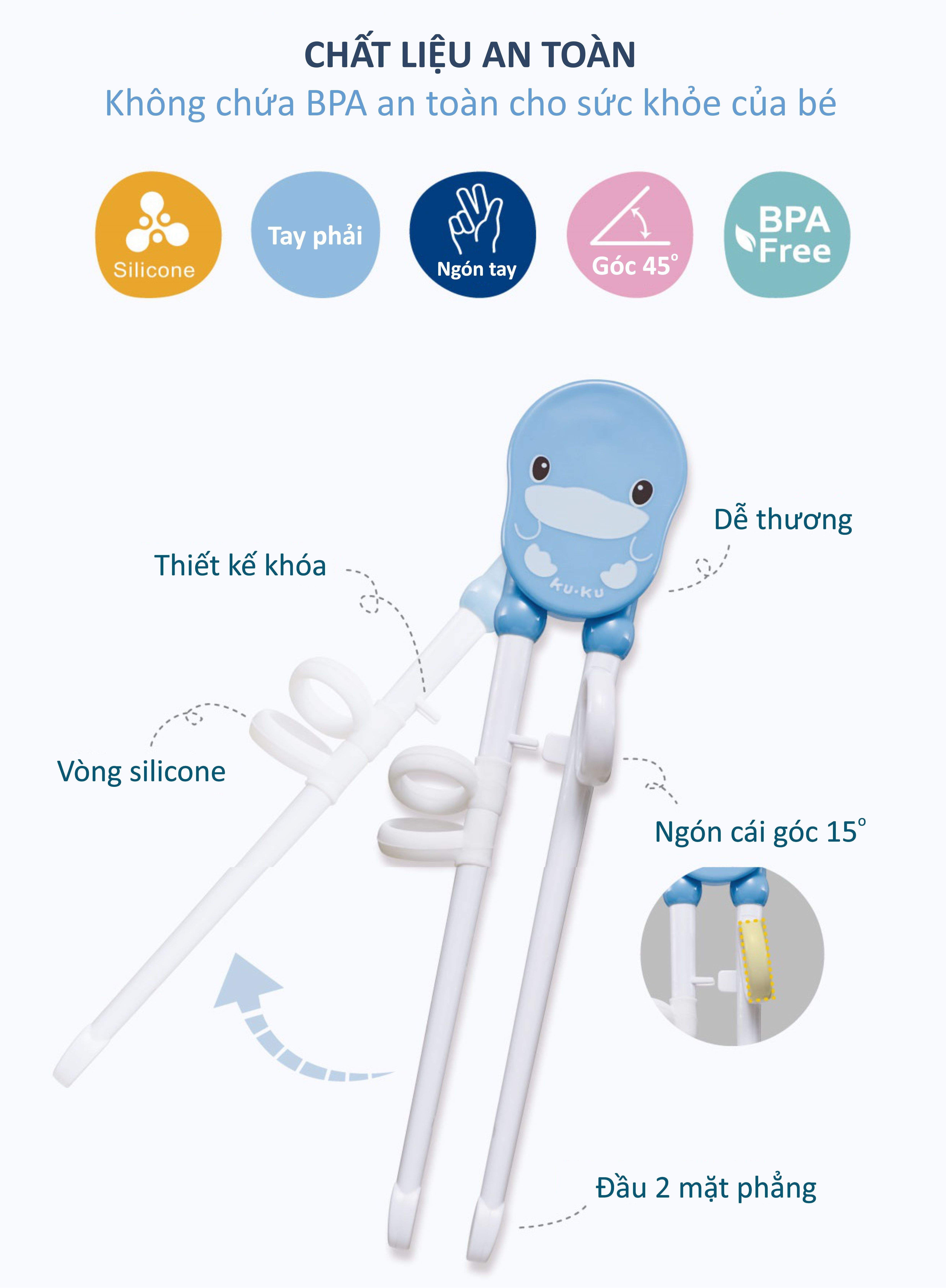 Đũa tập ăn cho bé KuKu KU3038 (Trên 2 tuổi) (Màu ngẫu nhiên) hình 2