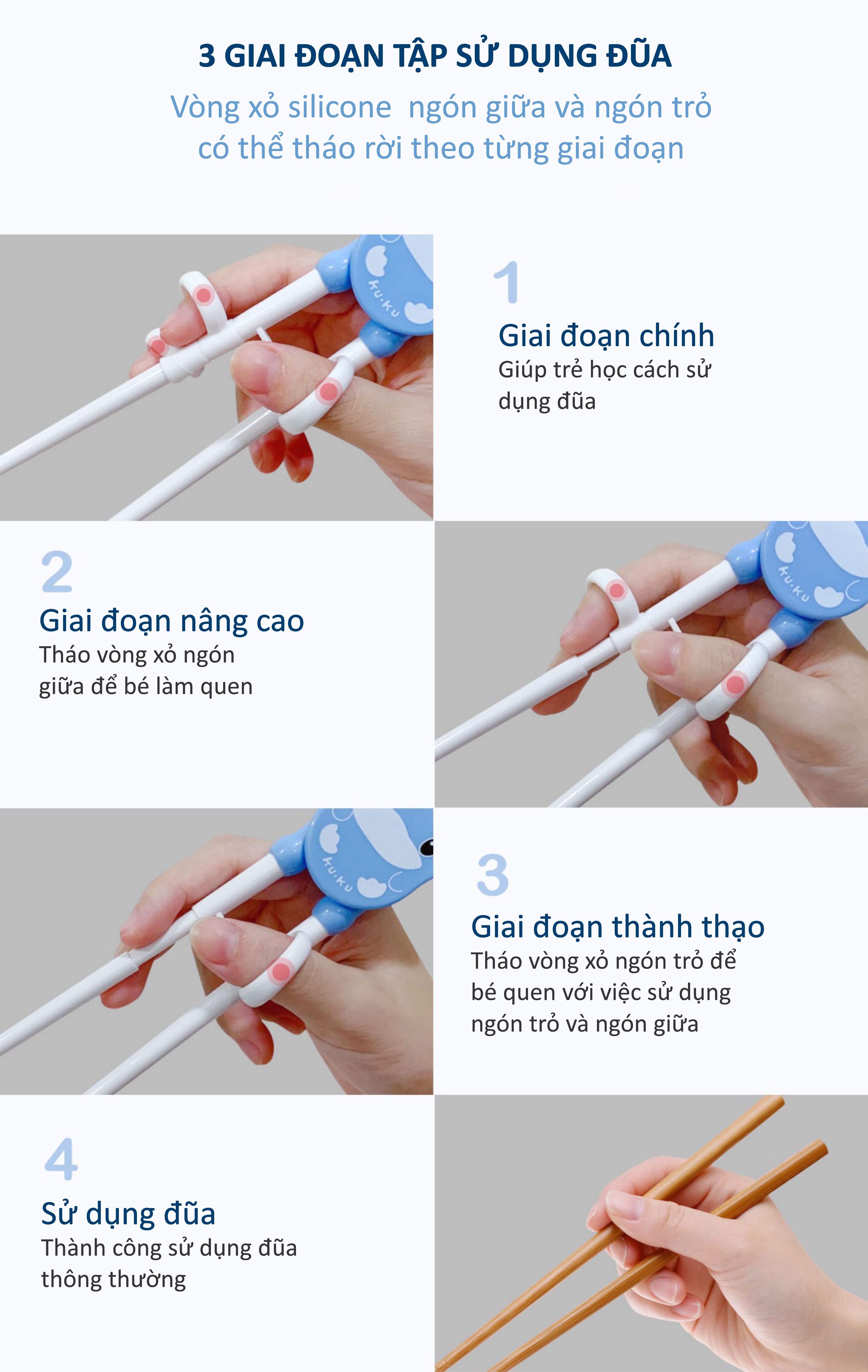 Đũa tập ăn cho bé KuKu KU3038 (Trên 2 tuổi) (Màu ngẫu nhiên) hình 6