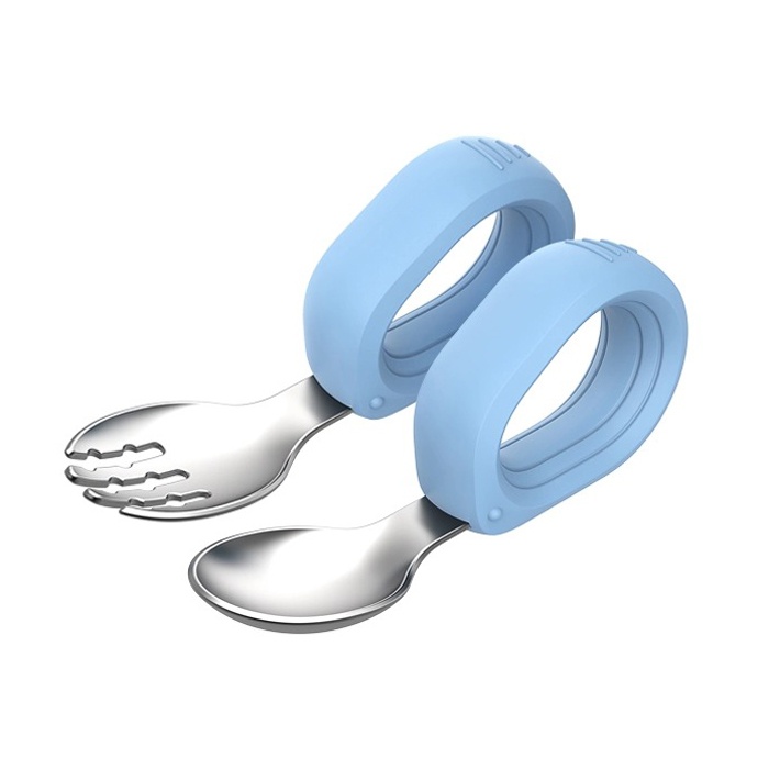 Set 2 thìa nĩa ăn dặm inox Hallysen (Màu ngẫu nhiên)