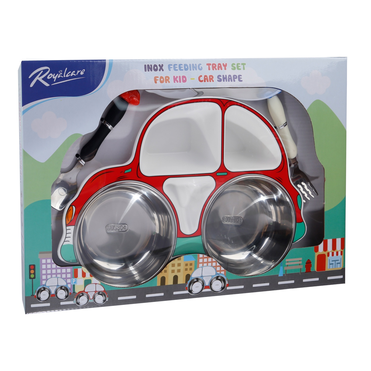 Set khay ăn 3 món Inox ô tô RoyalCare2020-0805 hình 2