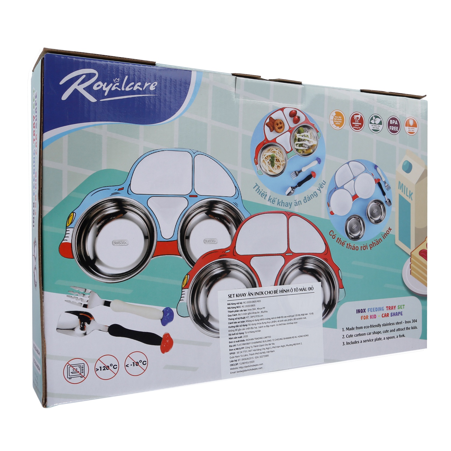 Set khay ăn 3 món Inox ô tô RoyalCare2020-0805 hình 6