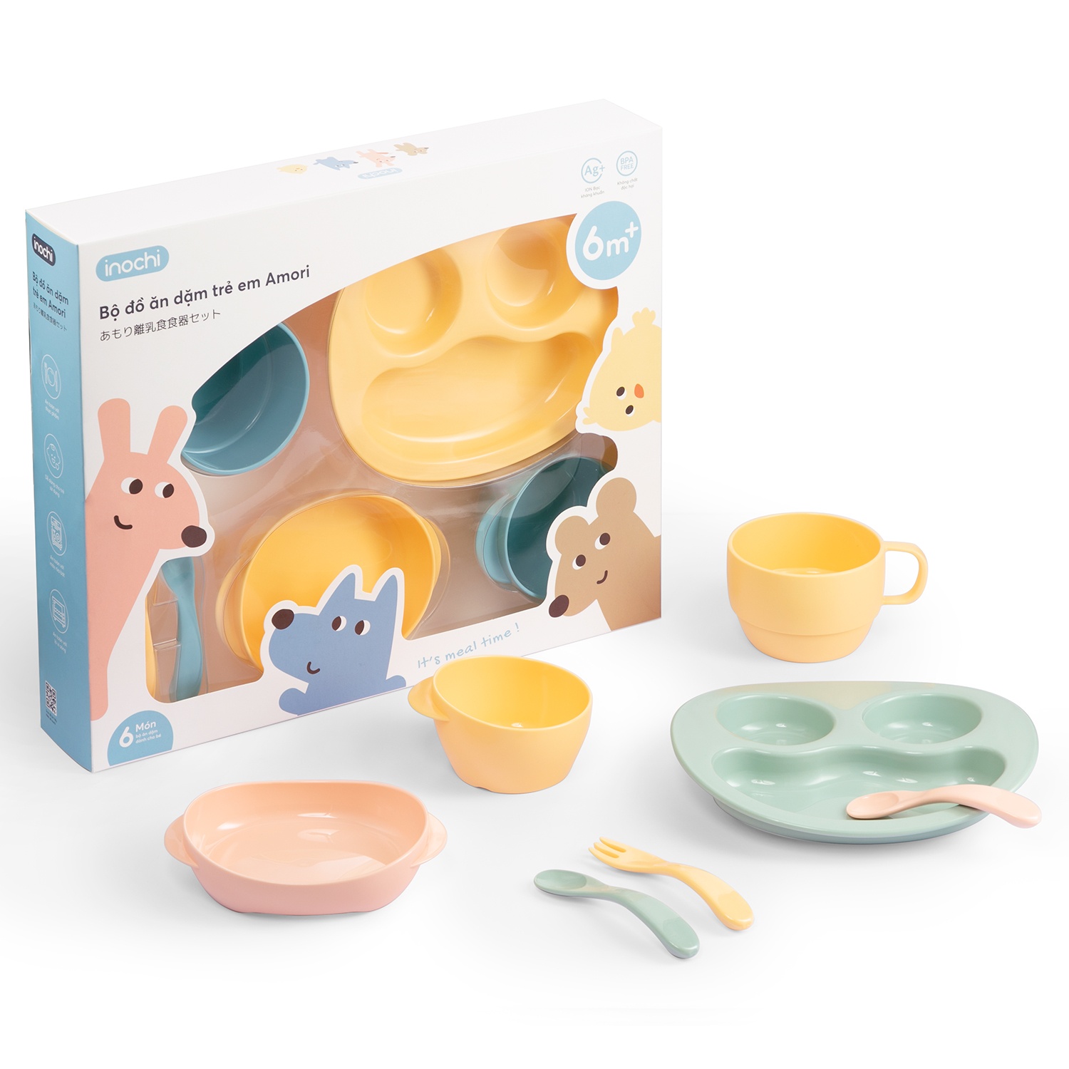 Bộ dụng cụ ăn dặm trẻ em Amori (Màu ngẫu nhiên) hình 2