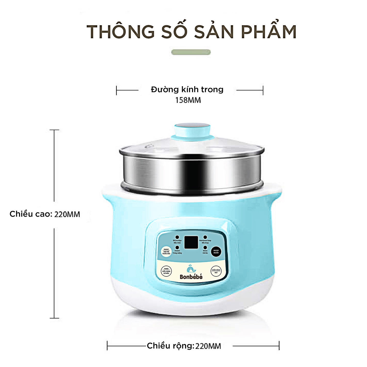 Nồi hầm cách thủy Bonbébé BB-31 dung tích 1000ml hình 1