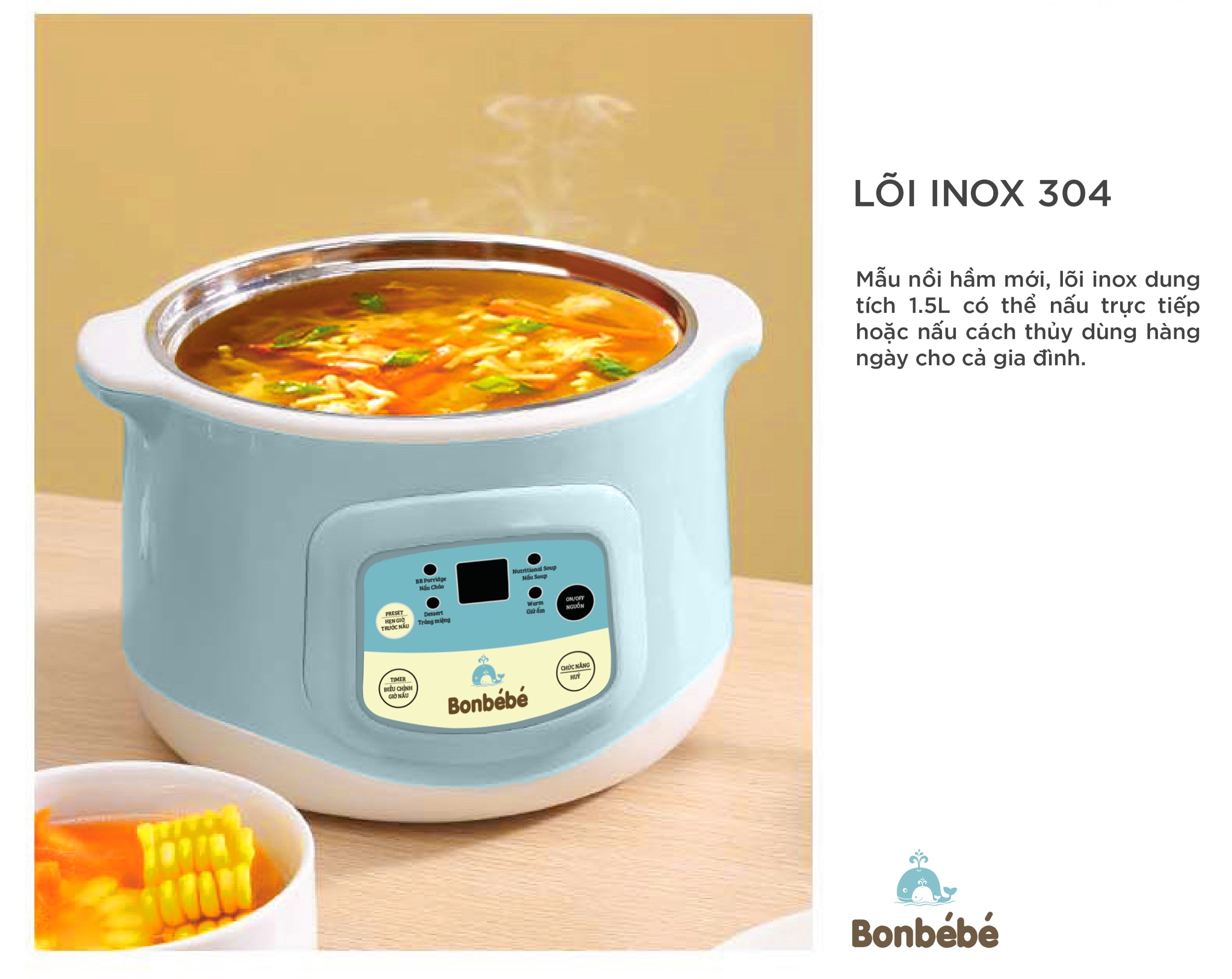 Nồi hầm cách thủy Bonbébé BB-31 dung tích 1000ml hình 4