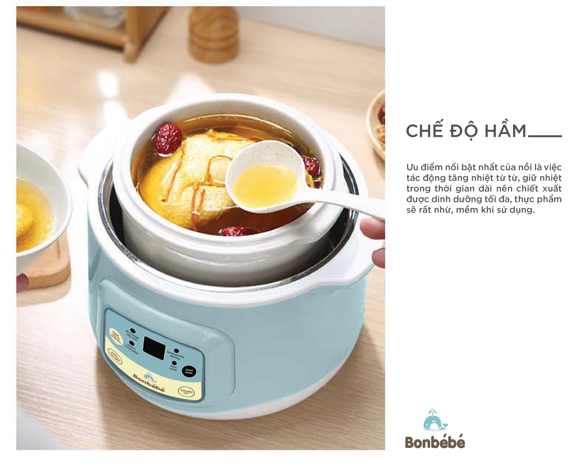 Nồi hầm cách thủy Bonbébé BB-31 dung tích 1000ml hình 5