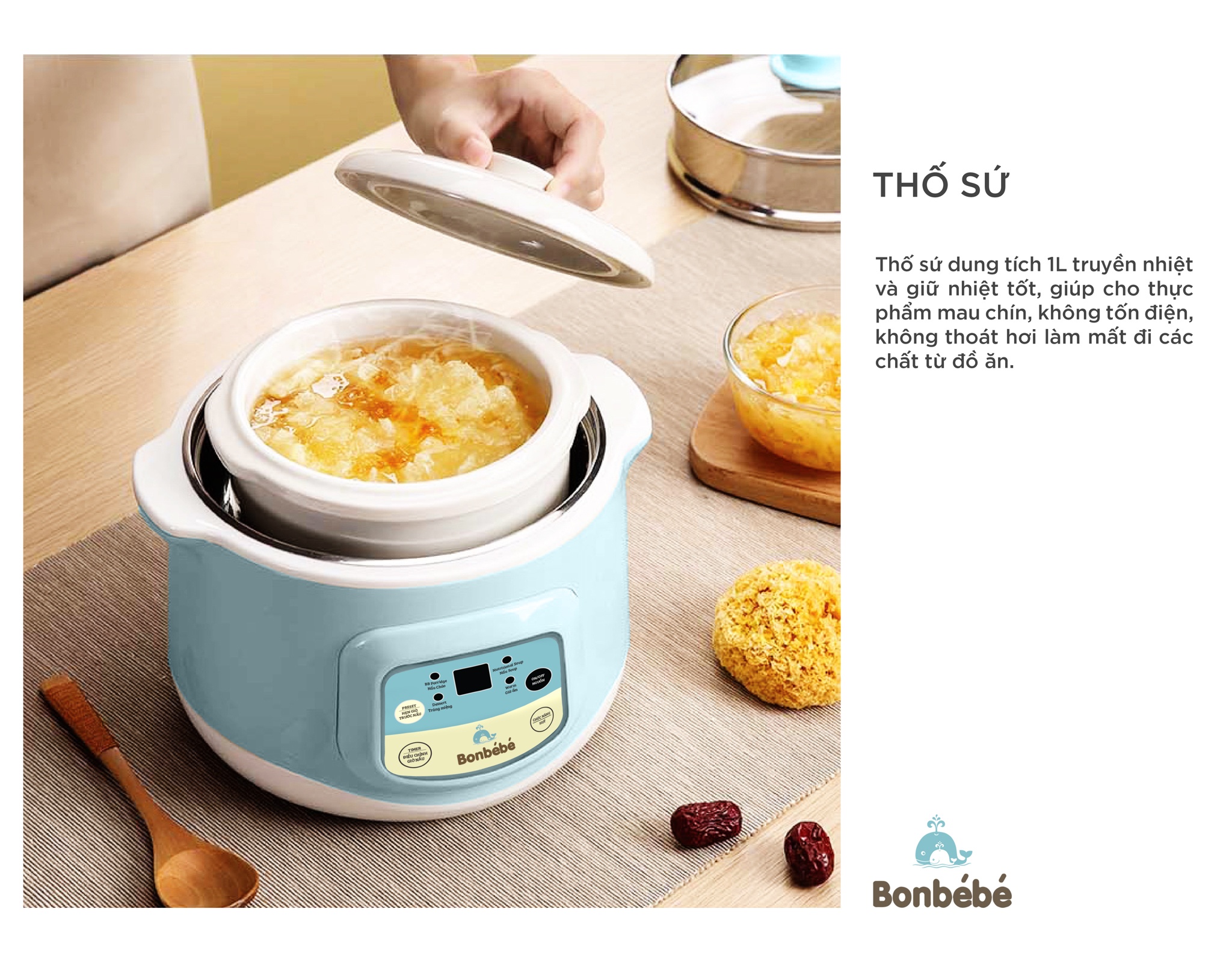 Nồi hầm cách thủy Bonbébé BB-31 dung tích 1000ml hình 6