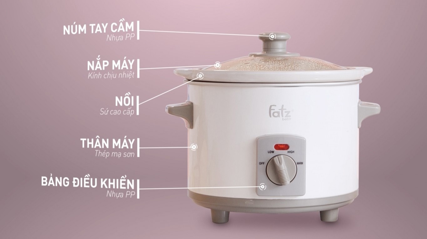 Nồi nấu chậm 2,5 Lít FatzBaby - FB9025MH Màu Trắng hình 3