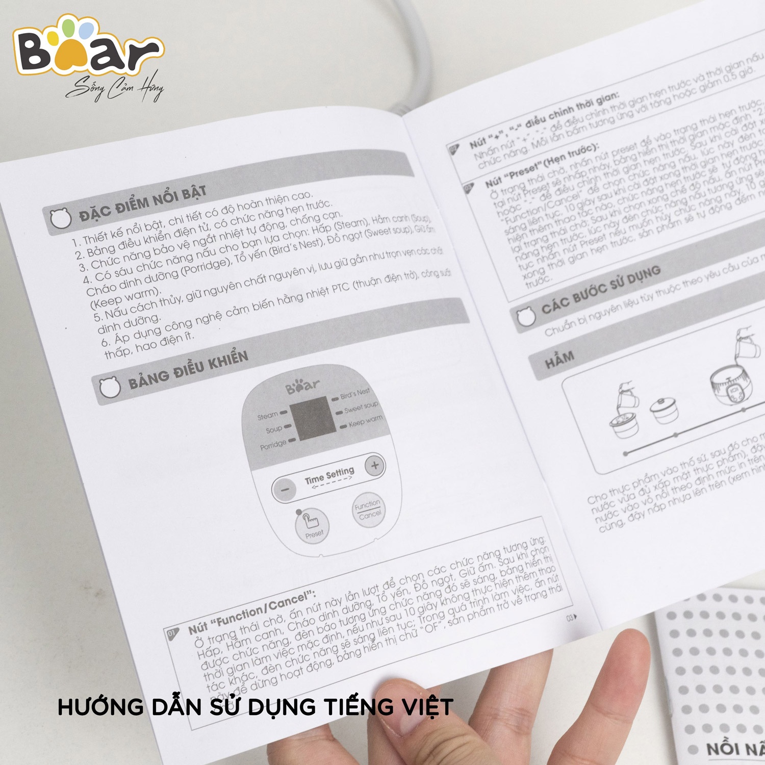 Hướng dẫn sử dụng nồi Bear 0.8L
