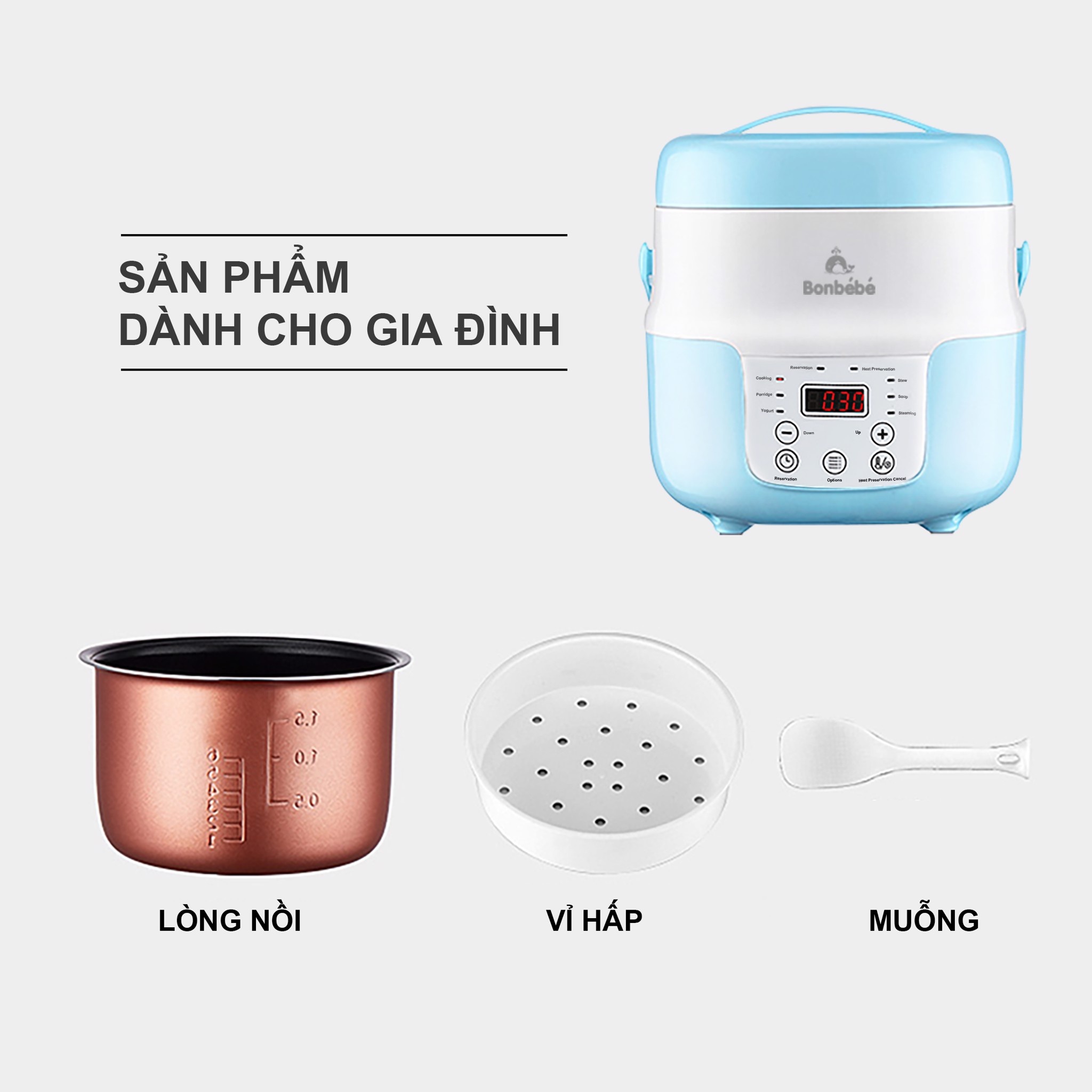 Nồi nấu nhanh thông minh Bonbébé BB-36 dung tích 2000ml hình 1