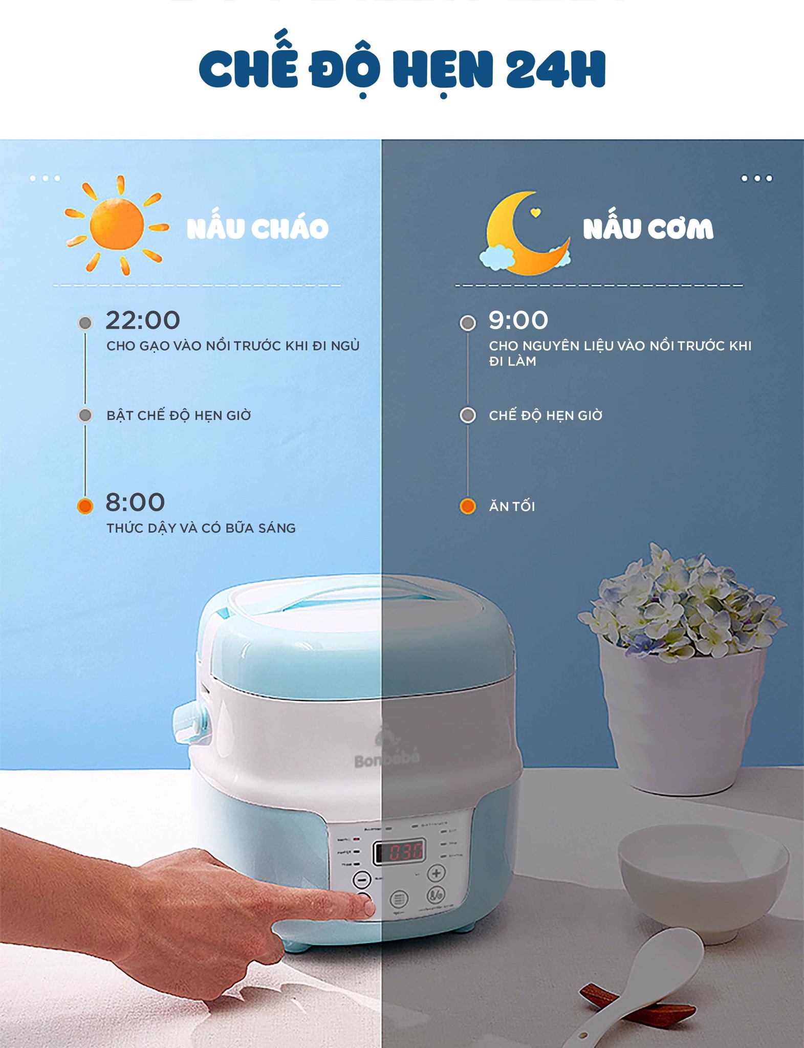 Nồi nấu nhanh thông minh Bonbébé BB-36 dung tích 2000ml hình 7