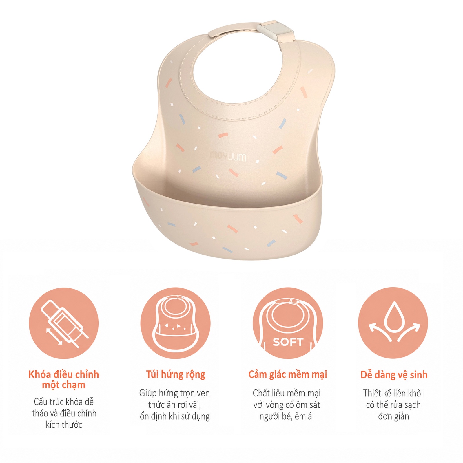 Yếm ăn silicone Moyuum cao cấp (Sweet Party) hình 2