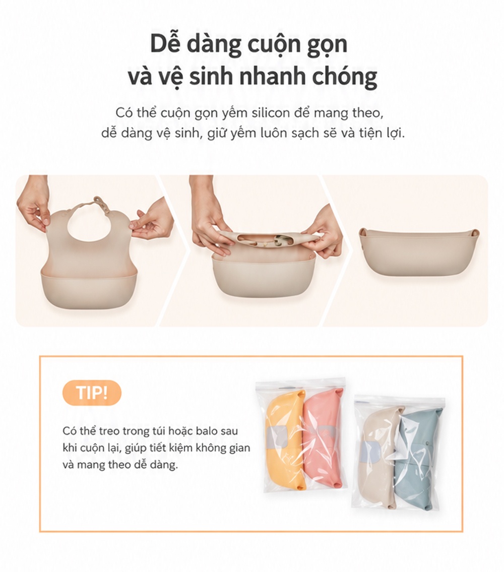 Yếm ăn silicone Moyuum cao cấp (Sweet Party) hình 6