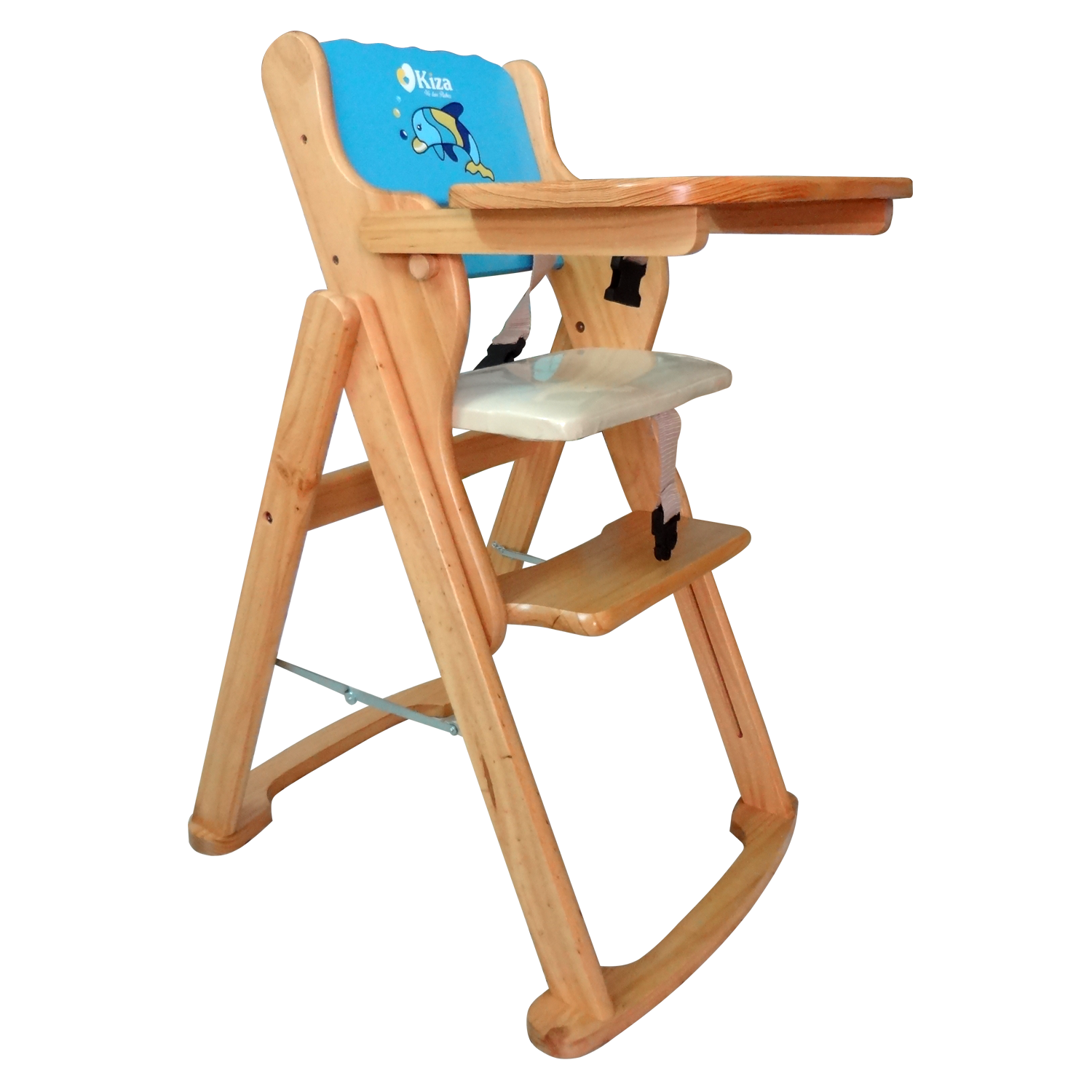 Ghế ăn dặm trượt hình cá heo Kiza cho bé (Xanh) hình 1